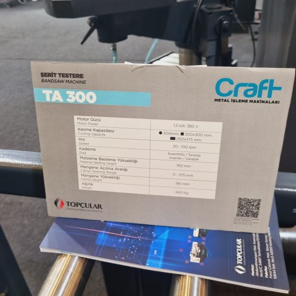 OZCO TA300 TAM OTOMATİK DÜZ KESİM ŞERİT TESTERE