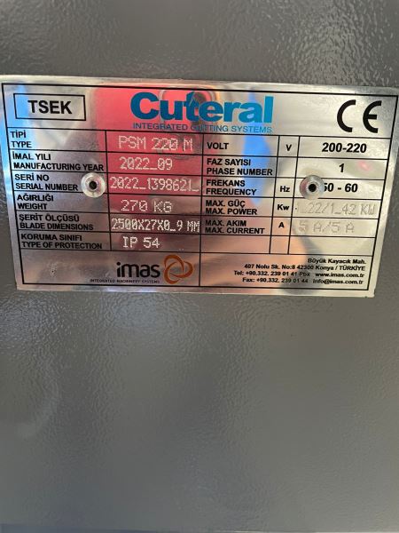 CUTERAL PSM 220 M YARI OTOMATİK AÇILI ŞERİT TESTERE