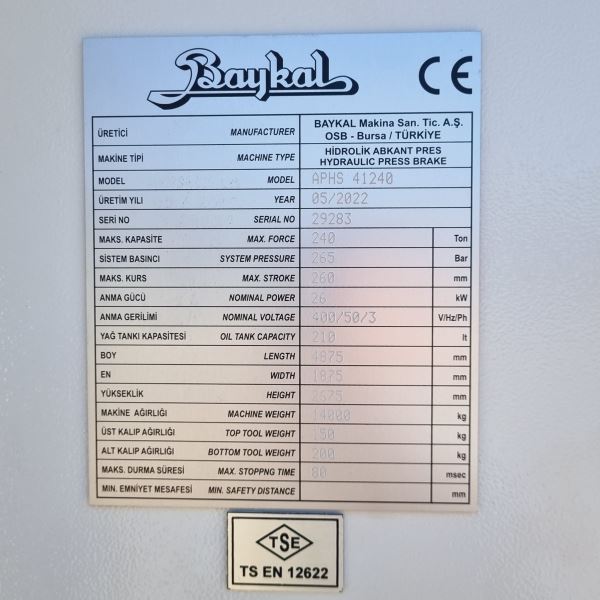 BAYKAL APHS 41240 CNC HİDROLİK ABKANT PRES