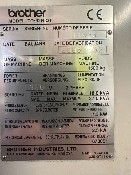 BROTHER TC-32B QT ÇİFT TABLA ÇİFT DİVÜZÖR İŞLEME MERKEZİ