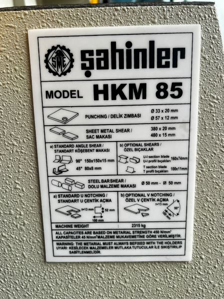 ŞAHİNLER HKM 85 HİDROLİK ÇİFT PİSTONLU KOMBİNE MAKAS