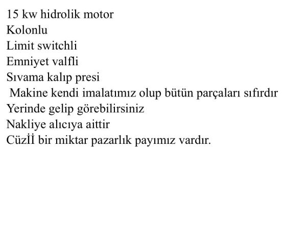 400 Ton 750 x 1750 Tabla Kolonlu Hidrolik Pres