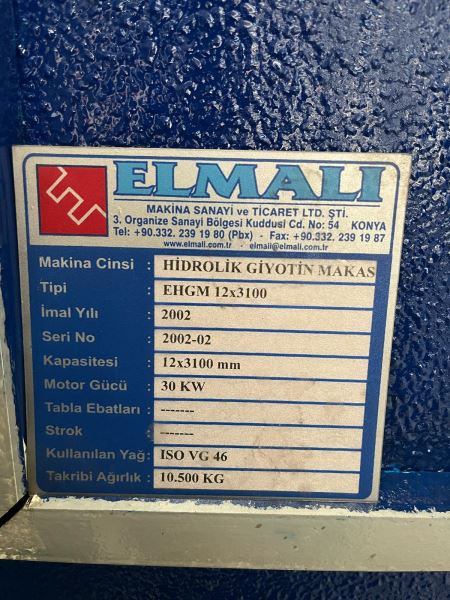3 METRE 12mm NC HİDROLİK GİYOTİN MAKAS