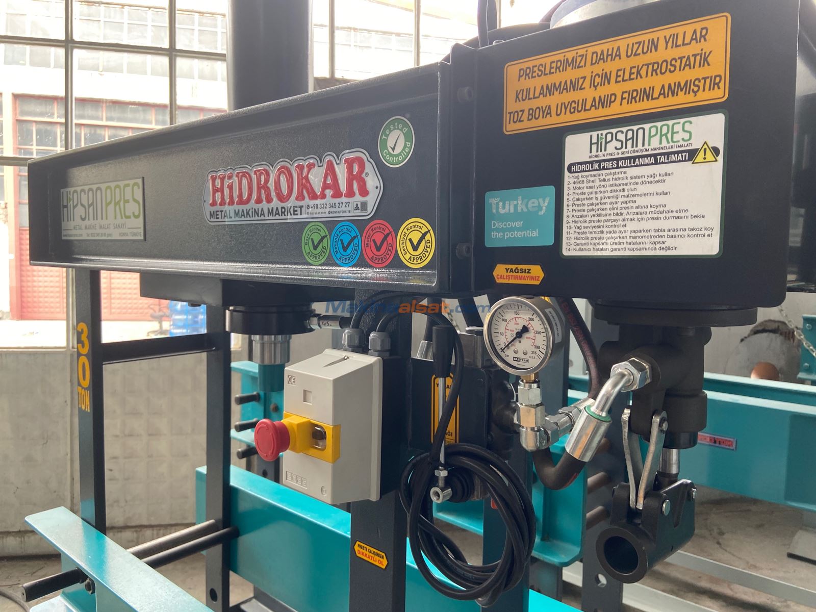 HİPSAN PRES 30 TON HEM MOTORLU HEM KOLLU HİDROLİK PRES