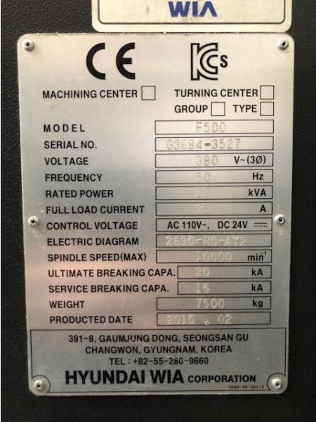 HYUNDAI WIA F500 CNC DİK İŞLEME