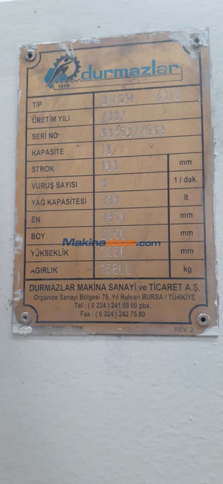 DURMAZLAR DHGM 4013  GİYOTİN  MAKAS