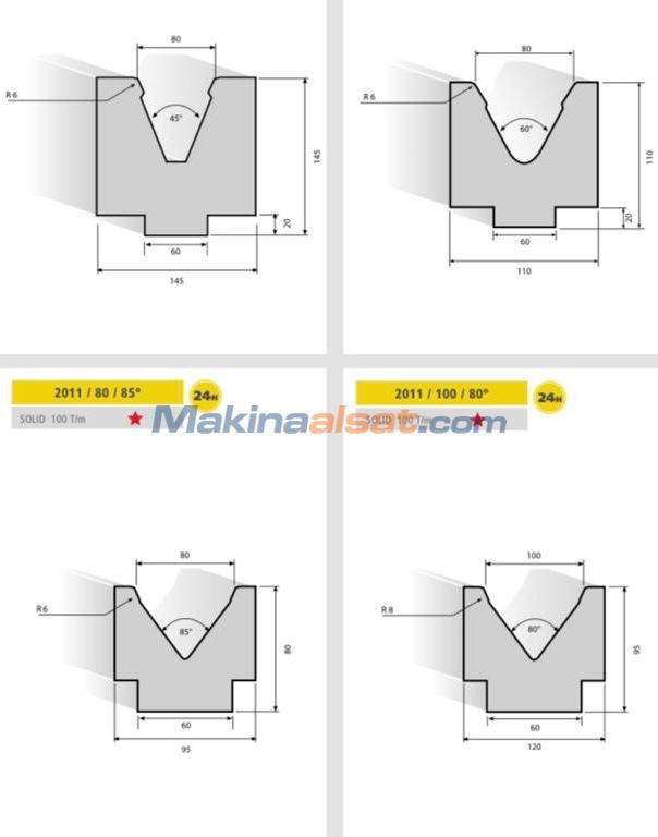 EURAM MARKA V6 V8 V10 V12 V16 V20 V25 ABKANT T ALT KALIPLARI