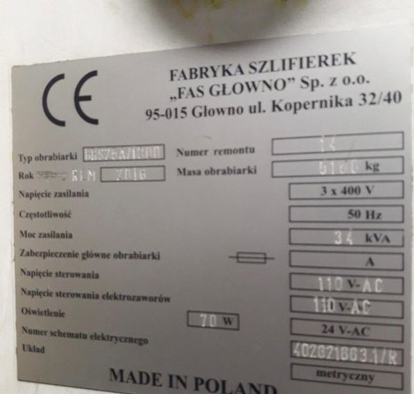 TOS Hostivař  BHS 25 x 1000 Silindir Taşlama