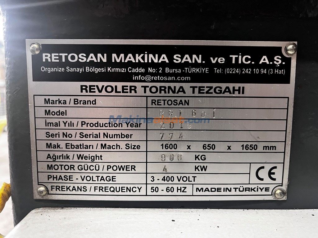 RETOSAN RRT 60İ REVOLVER TORNA (Kdv Dahil)