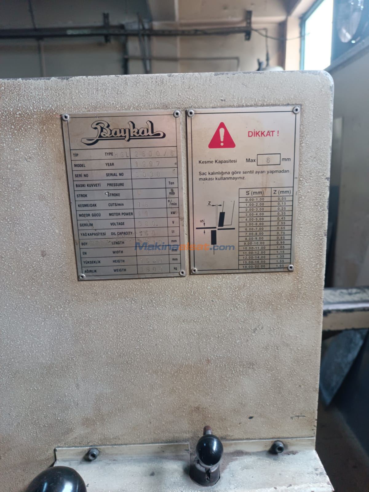Baykal HGL 2600/6 Hidrolik Giyotin
