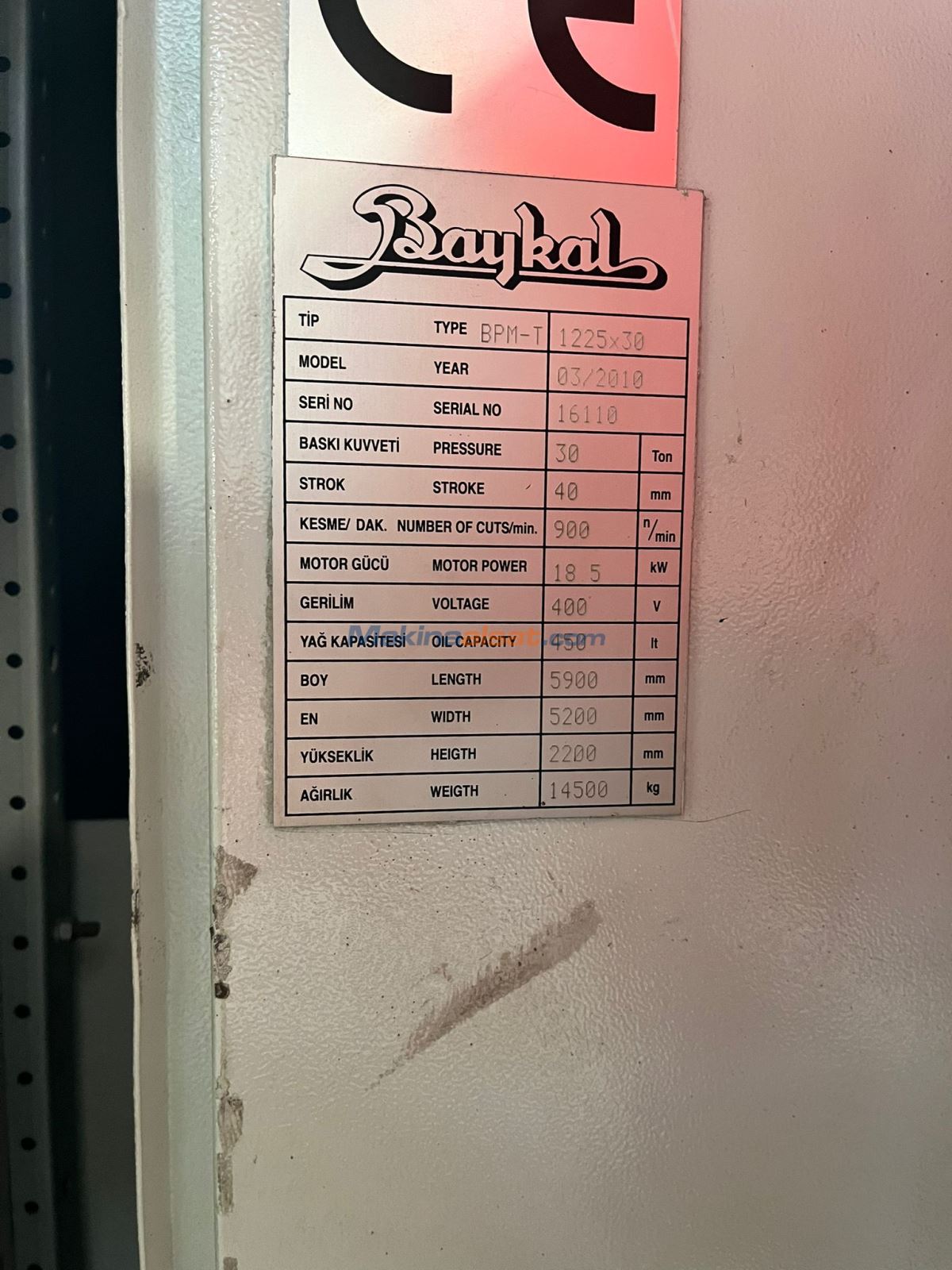 BAYKAL PUNCH BPM-T 1225 X 30 Punch Pres