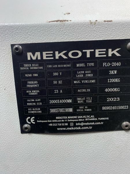 Mekotek 3 kW 2000 x 4000 Fiber Lazer Kesim