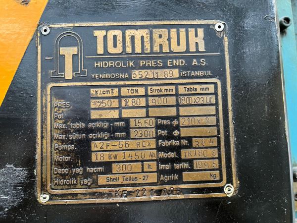 250 TON TOMRUK HİDROLİK PRES