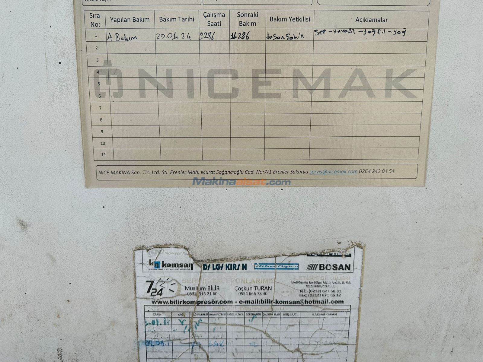 Full Bakımlı Komsan VEK60 45kw 60hp Vidalı Kompresör + Hava Tankı