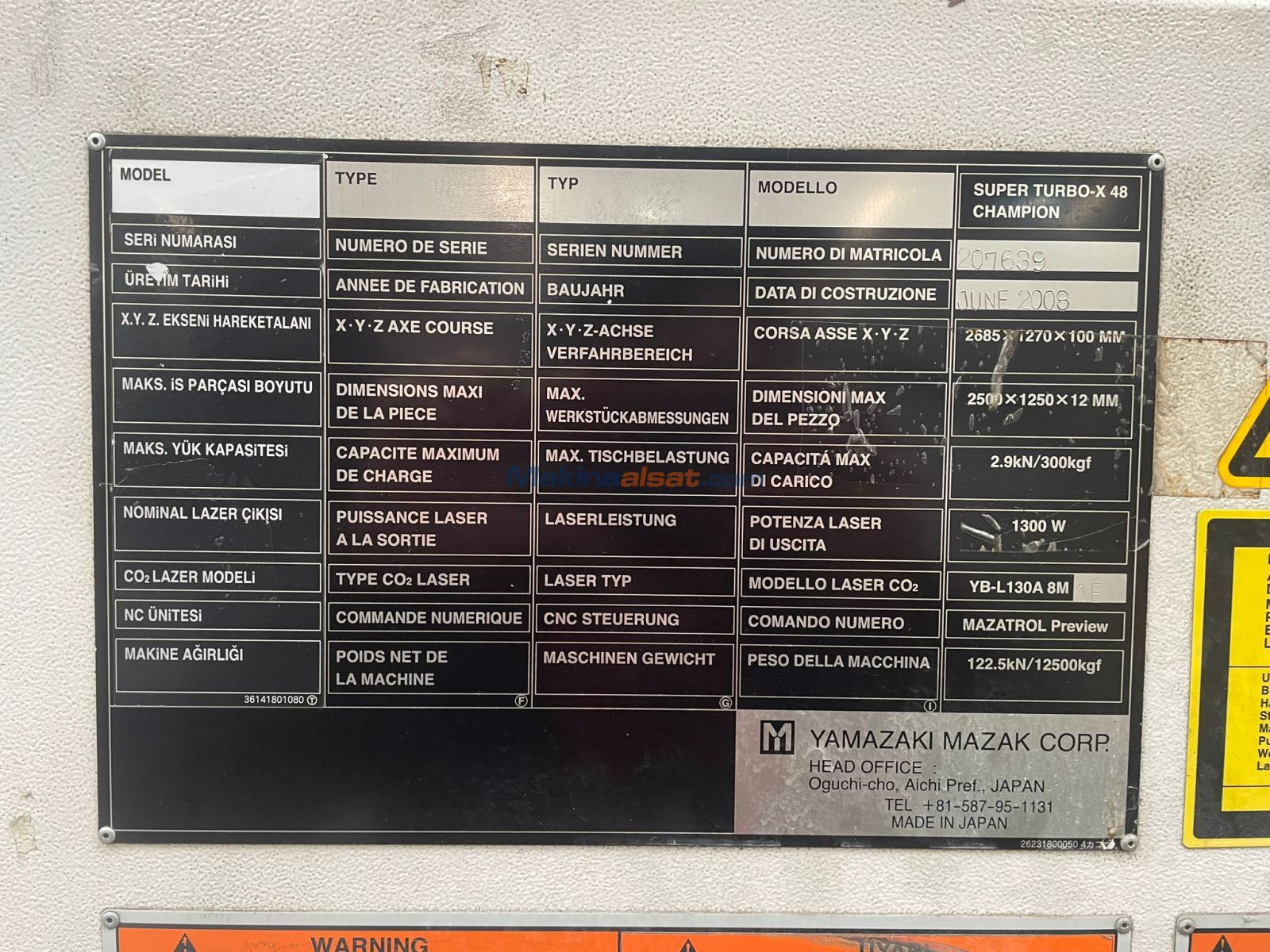 Satılık ikinci el MAZAK SUPERTURBO-X48 CHAMPION Lazer Lazer Kesim