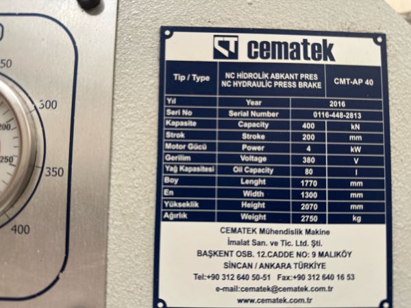 Cematek 125 cm Çift Piston Abkant Pres