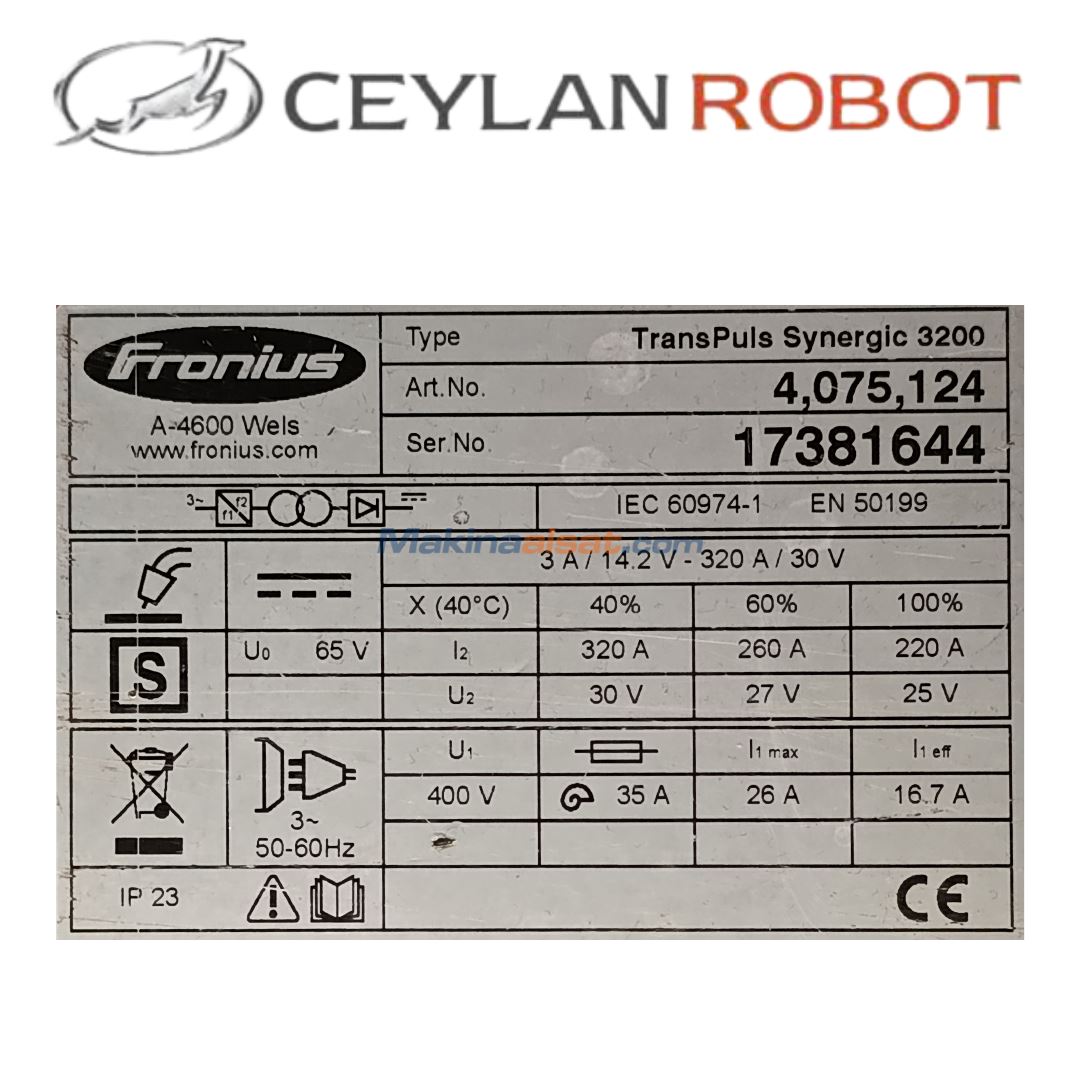 Fronius A-4600 Wels TransPuls Synergic 3200 Gazaltı Kaynak
