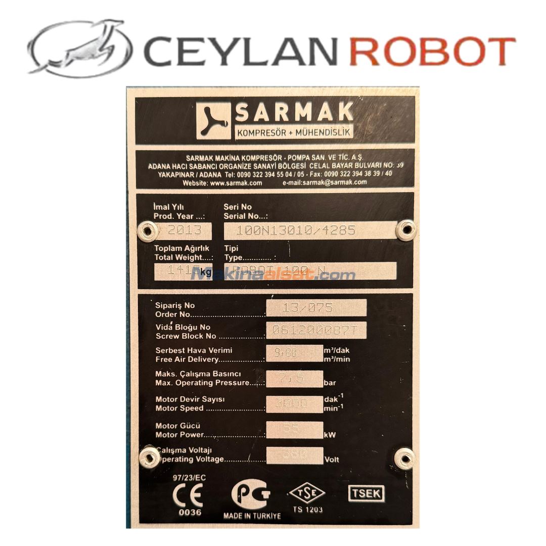 SARMAK ROBOT 100 N VİDALI HAVA KOMPRESÖRÜ