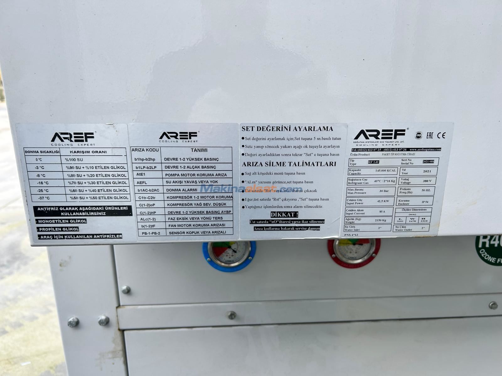AREF MARKA 145.000 CAL CHİLLER SOĞUTMA SİSTEMİ