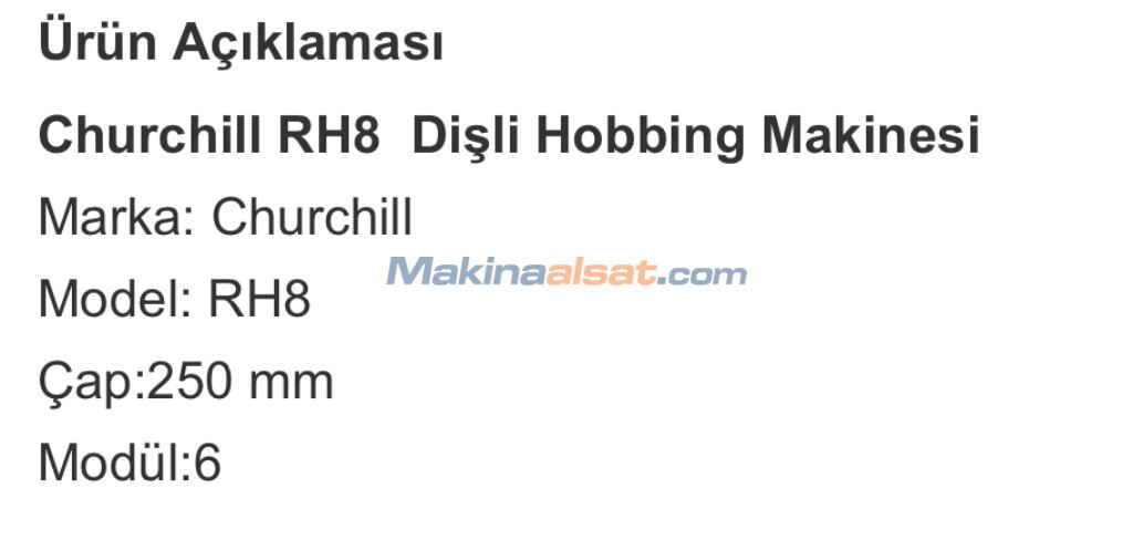 CHURCHILL RH 8 DİŞLİ AZDIRMA
