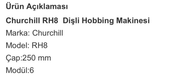 CHURCHILL RH 8 DİŞLİ AZDIRMA