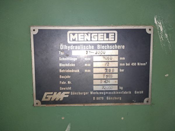 MENGELE 3 metre 12 mm Hidrolik Giyotin Makas