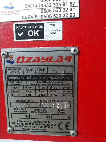 ÖZAYLAR MCB DS-24 İNŞAAT DEMİRİ BÜKME