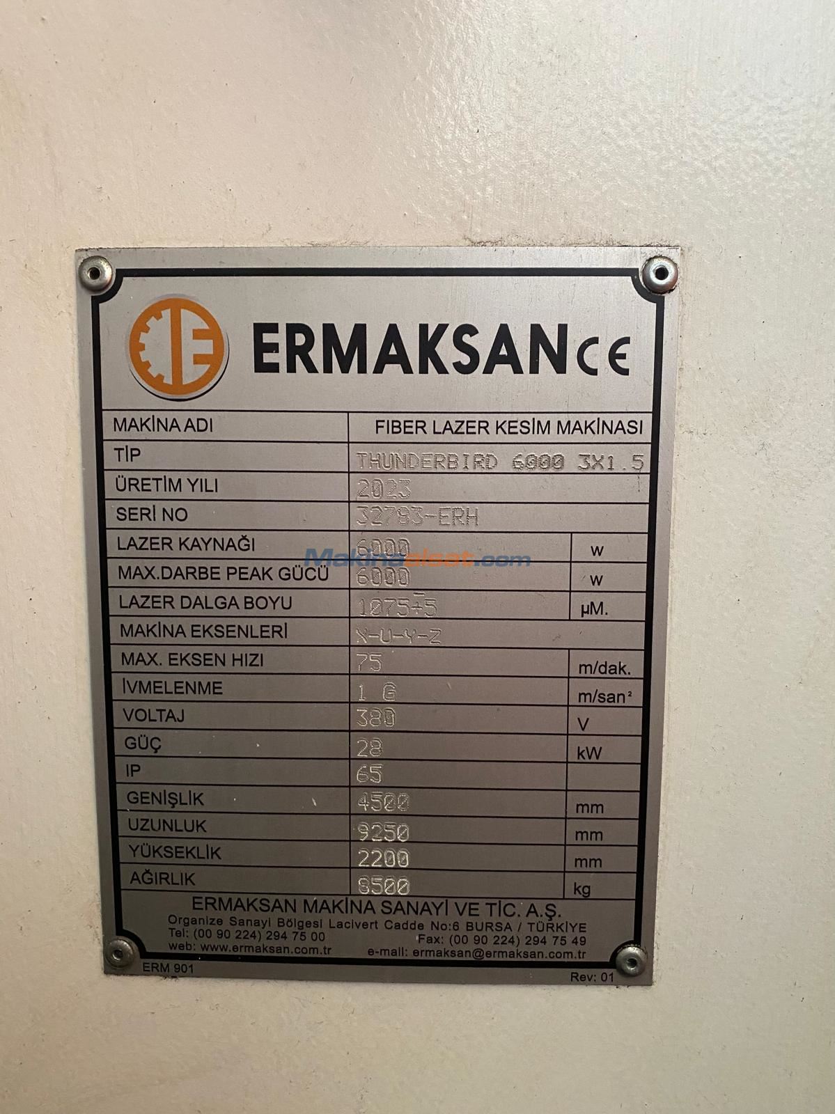 Thunderbird 3 x 1.5 Ermaksan Lazer