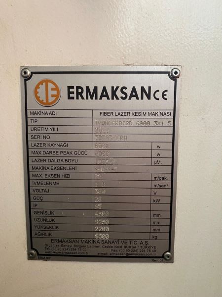Thunderbird 3 x 1.5 Ermaksan Lazer