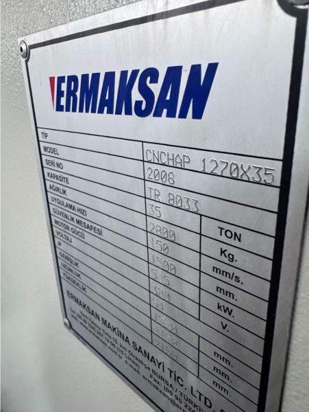 ERMAKSAN 1270 x 35 TON CNC ABKANT