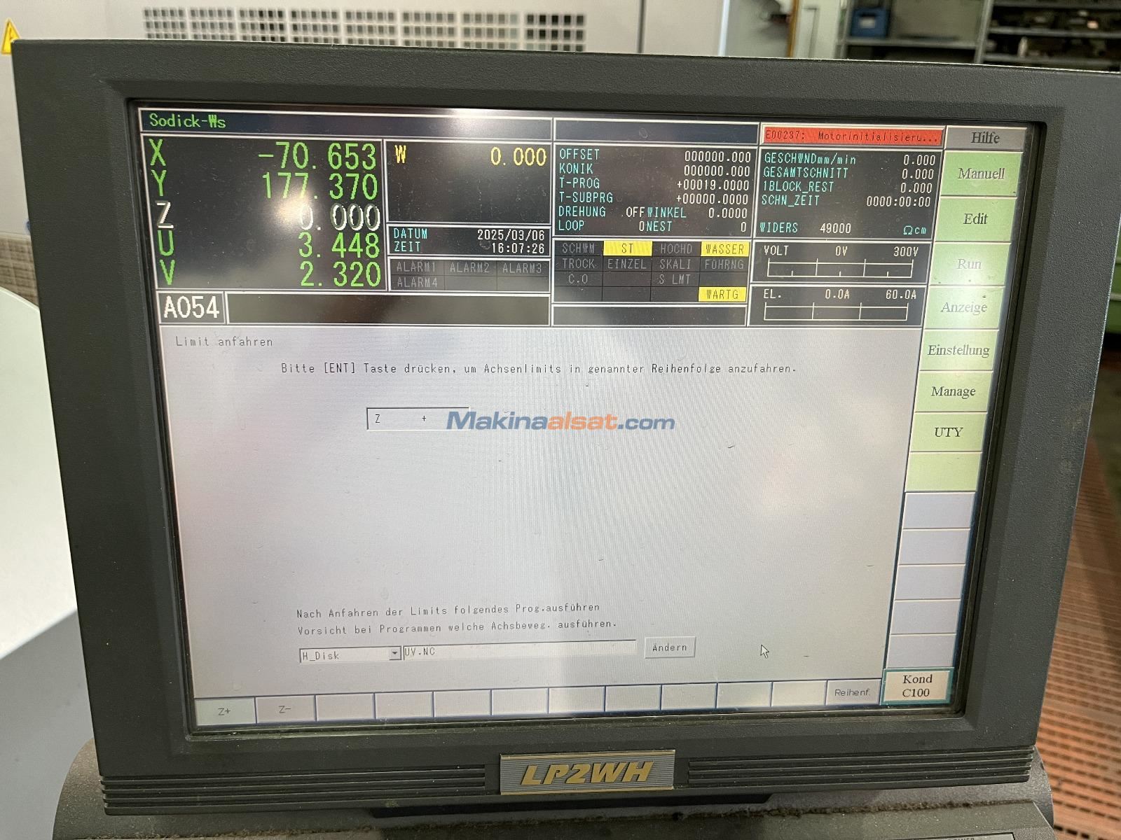 SODICK AG600L 2012 MODEL (1 AY SONRA GÜMRÜKTE) CNC DİK İŞLEME MERKEZİ