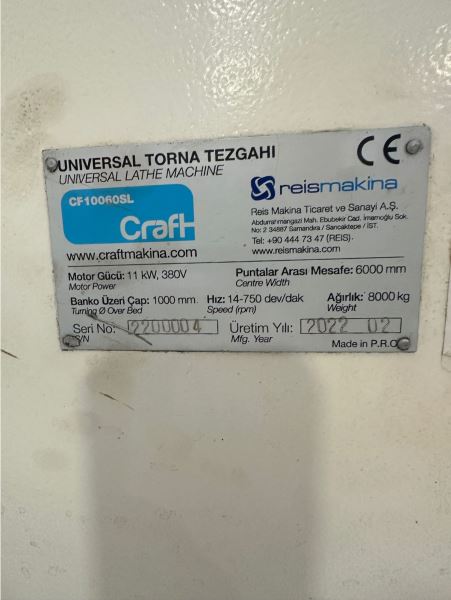 1000 Çap 6 Metre 2022 Model Sıfır Ayarında Torna