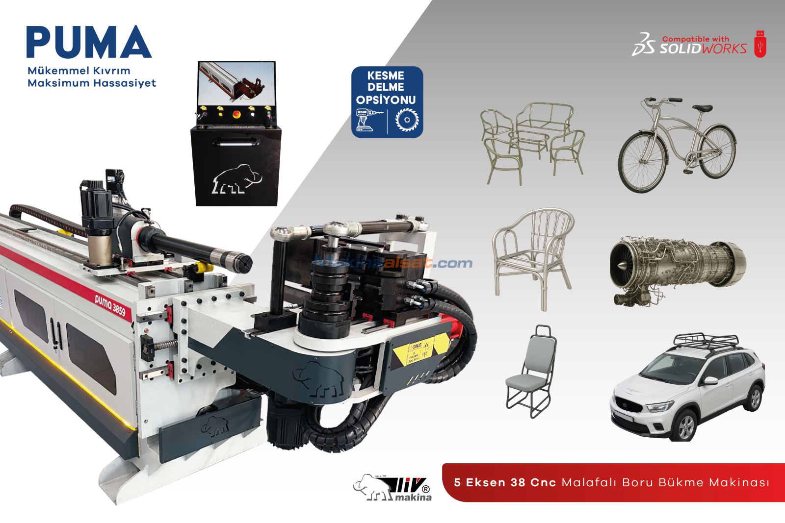 Liv Makina PUMA 5 Eksen 38 Cnc Malafalı Boru Bükme