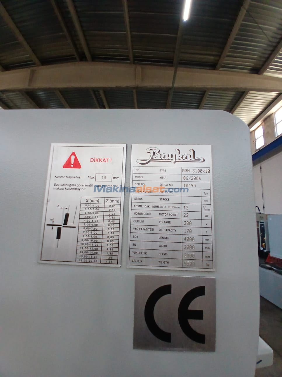 BAYKAL 3 METRE 10 MM HİDROLİK MAKAS