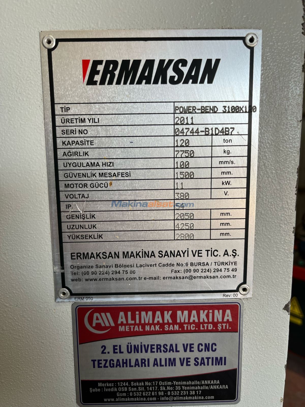 ERMAKSAN 3000 x 120 TON APKANT 3 EKSEN CNC Abkant Pres