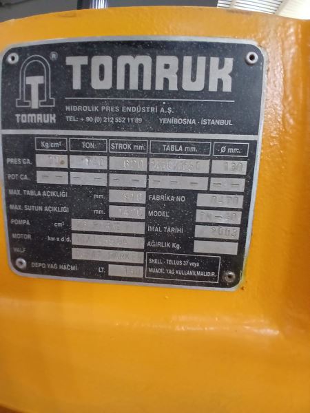 TOMRUK 140 TON HİDROLİK PRES