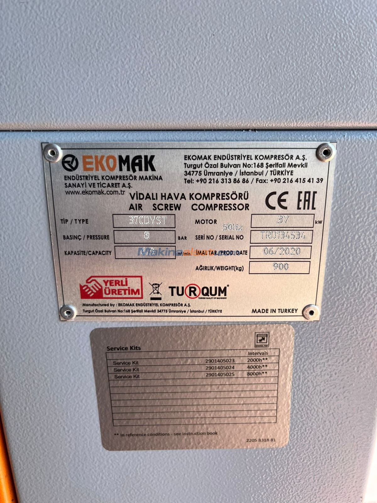 EKOMAK 2020-37 KW VİDALI KOMPRESÖR