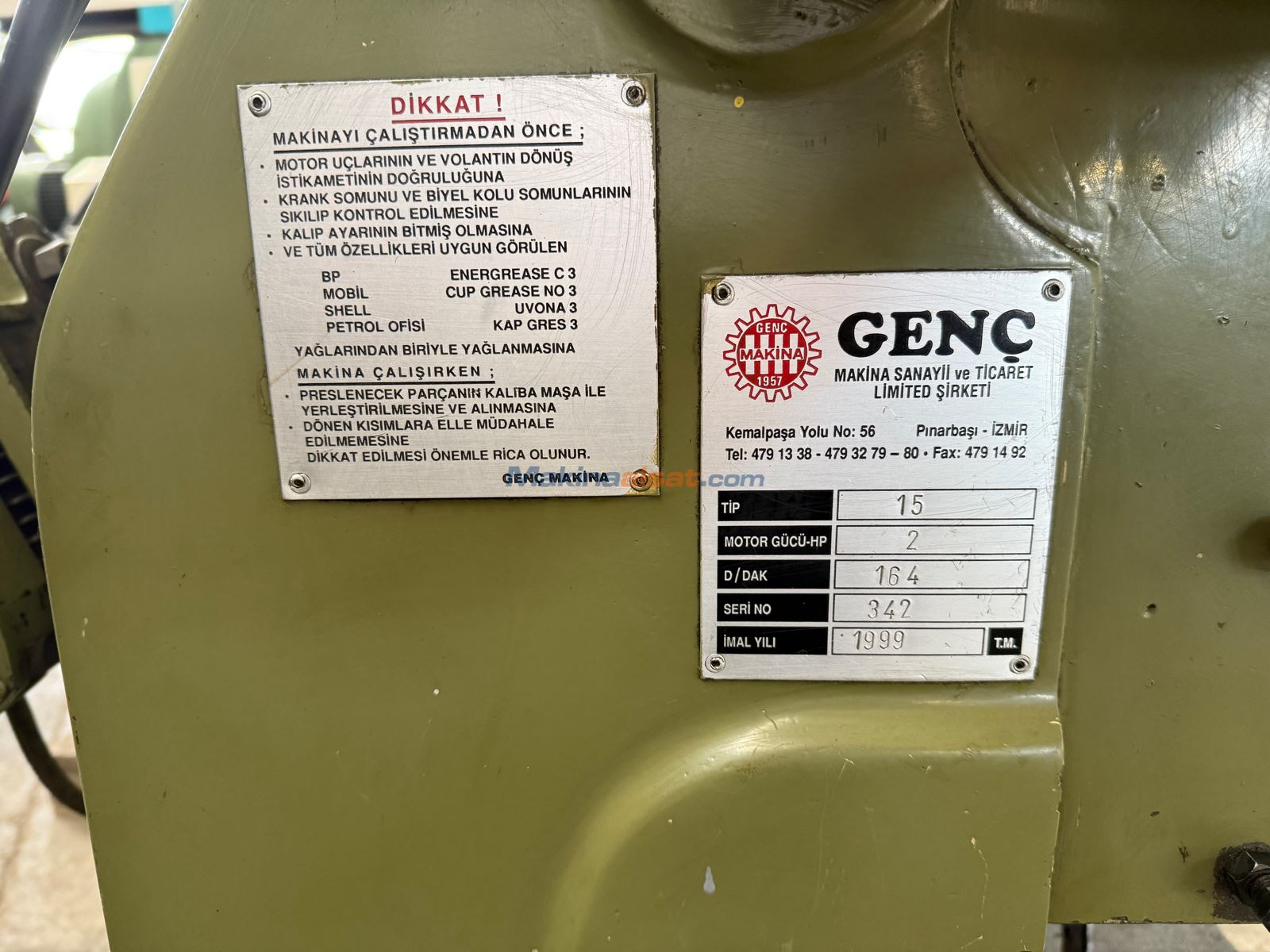 GENÇ 15 TON 1999 MODEL ÇOK TEMİZ EKSANTRİK PRES