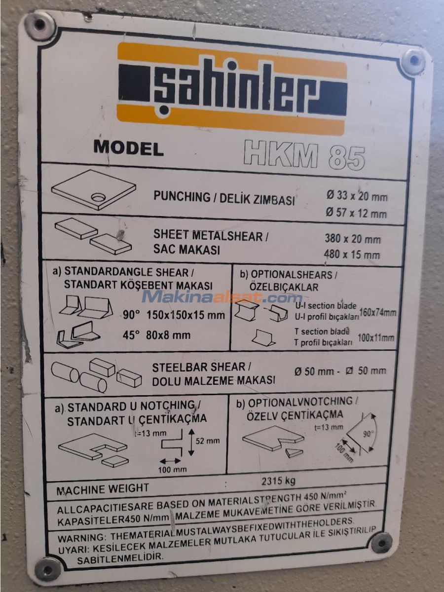 ŞAHİNLER HKM-85 KOMBİNE MAKAS