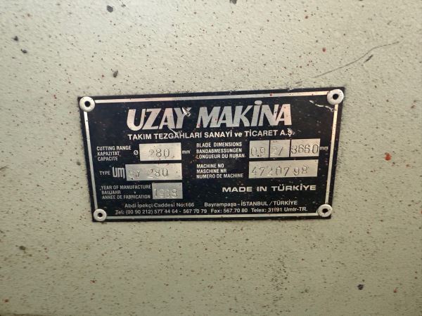UZAY SY 280 YARI OTOMATİK ŞERİT TESTERE