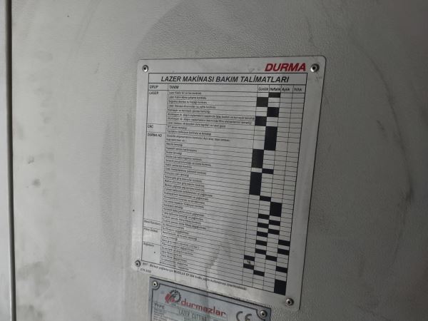 DURMA 6 KW 4000 x 2000 LAZER KESİM