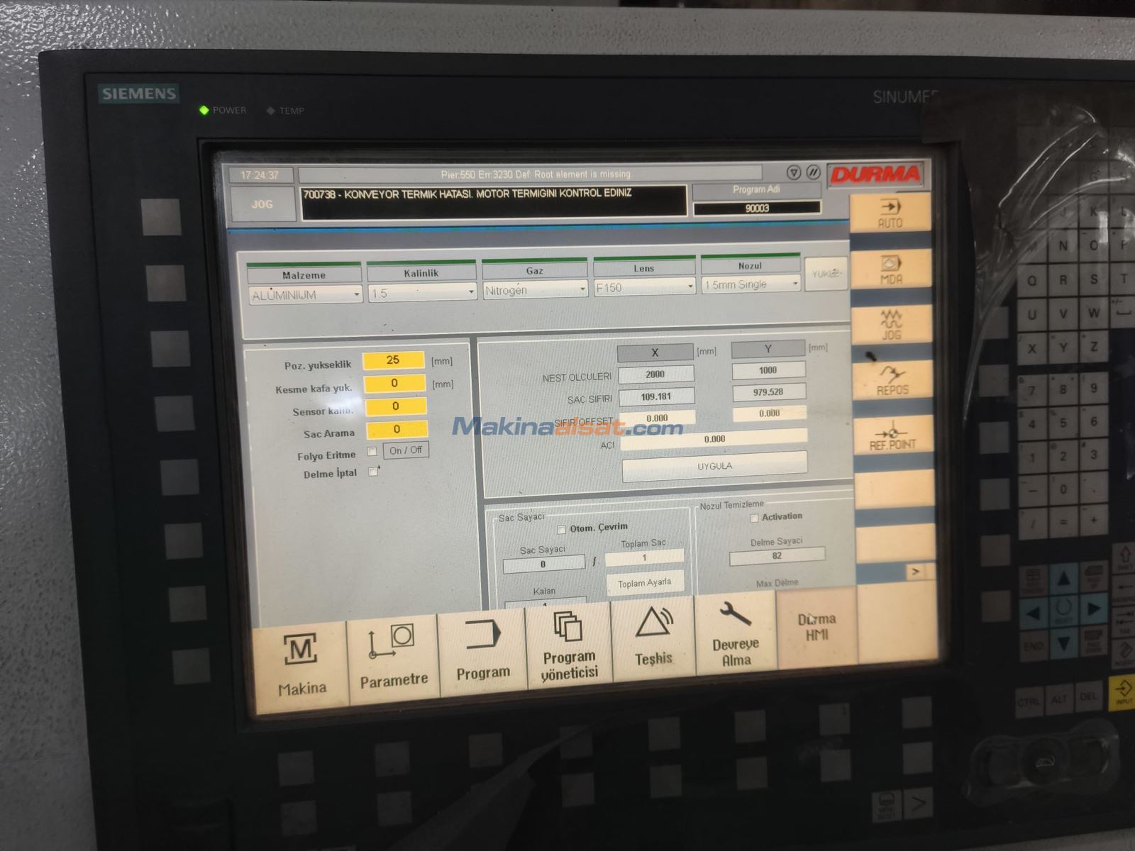 DURMA 6 KW 4000 x 2000 LAZER KESİM