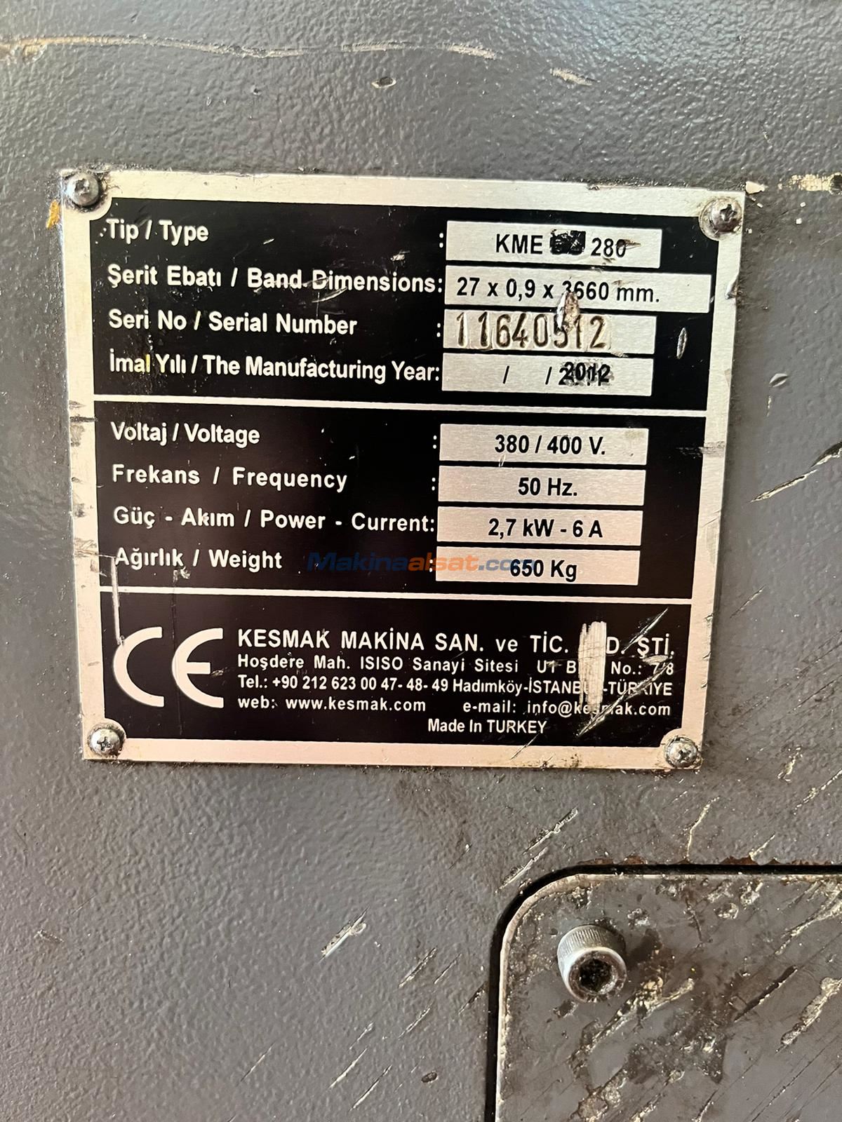 KESMAK Ø280 Şerit Testere