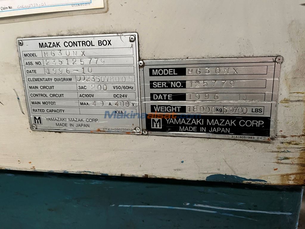 MAZAK H630NX ÇİFT TABLA CNC YATAY İŞLEME MERKEZİ