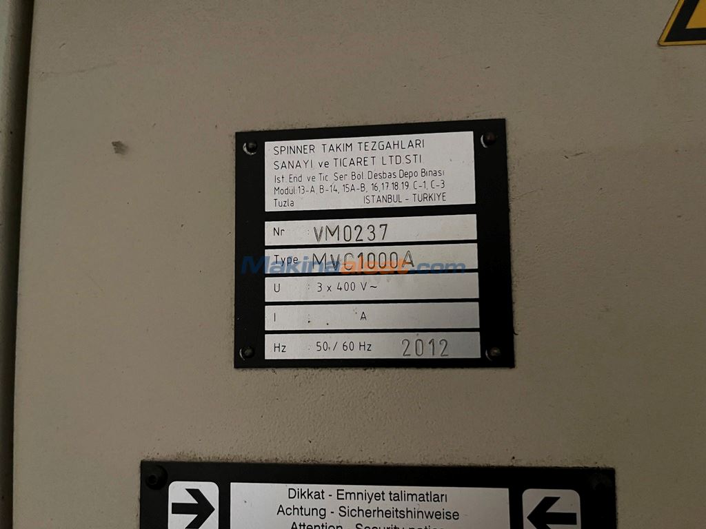 SPINNER MVC 1000 A 2012 MODEL CNC İŞLEME MERKEZİ