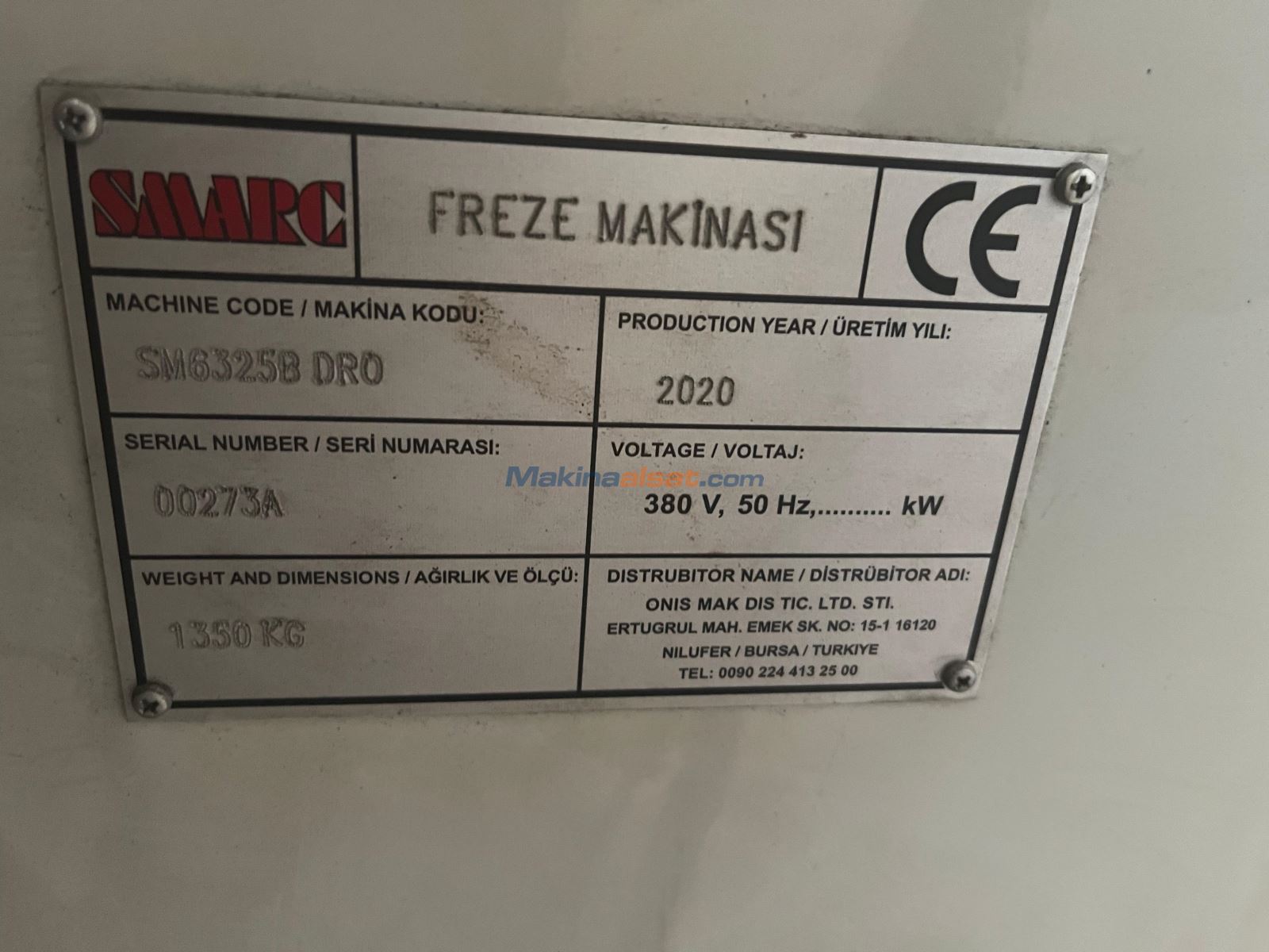 Smarc SM6325B DRO Tam Otomatik Universal Freze Used Universal
