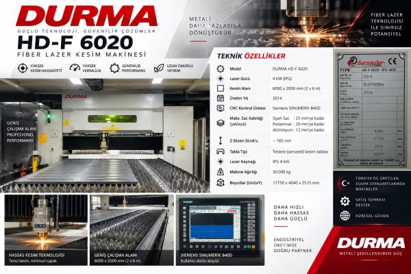 DURMA HD-F 6020 – 4 kW IPG Fiber Lazer Kesim