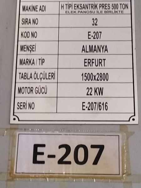 500 TON H TİPİ EKSANTRİK PRES