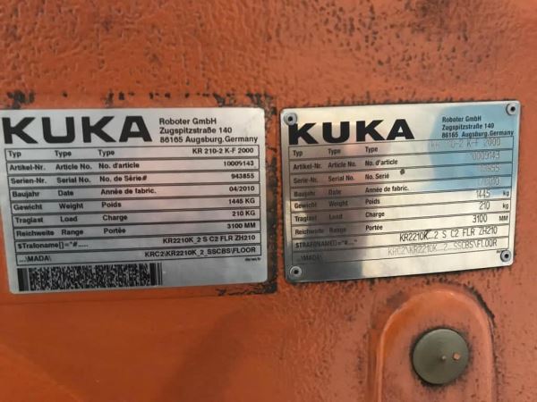 KUKA KR 210-2  K-F 2000 2010 MODEL ROBOT