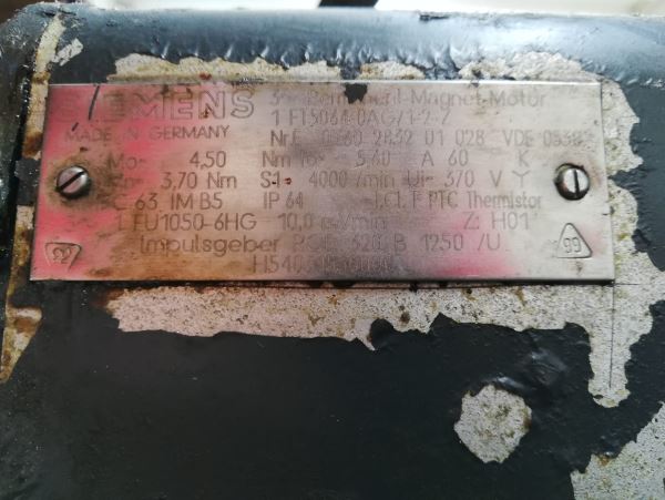 SERVO KONTROLLÜ DİVİZÖR 1 FT5064-OAG/1-2-Z SIEMENS Permanent Magnet Motor
